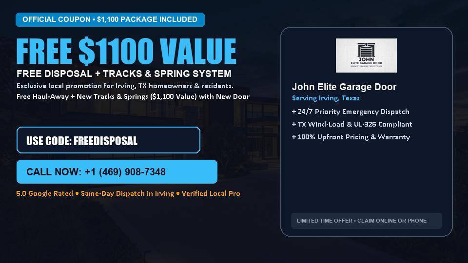 FREE Old Door Haul-Away & Heavy-Duty Tracks in Irving, TX - John Elite Garage Door